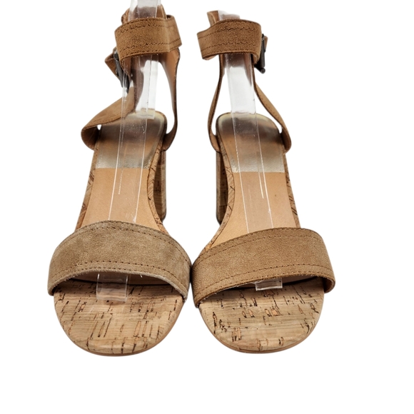 Dolce Vita Beige Tan Suede Leather Open Toe Chunky Heel Sandals Womens Size 10 - Picture 6 of 12